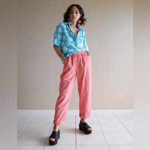 Cathy Daniels Size S - 90s Electric Blue & White Floral Top - Linen Blend